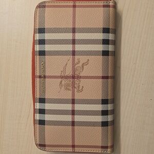 Burberry Tan and Red Checkered Wallet